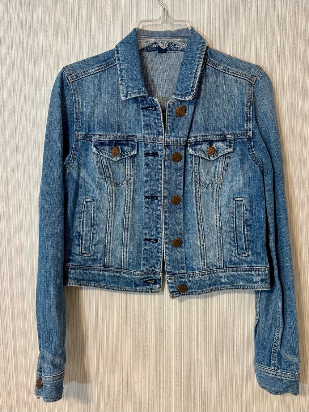 Vintage American Eagle Outfitters Cropped Denim Jean Jacket Medium